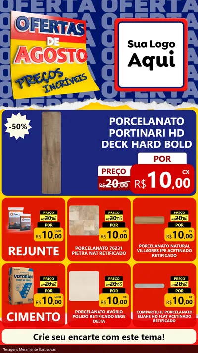 Modelo de Rede Social para Stories com o tema Ofertas de Agosto - Preços Incríveis para Pisos e revestimentos