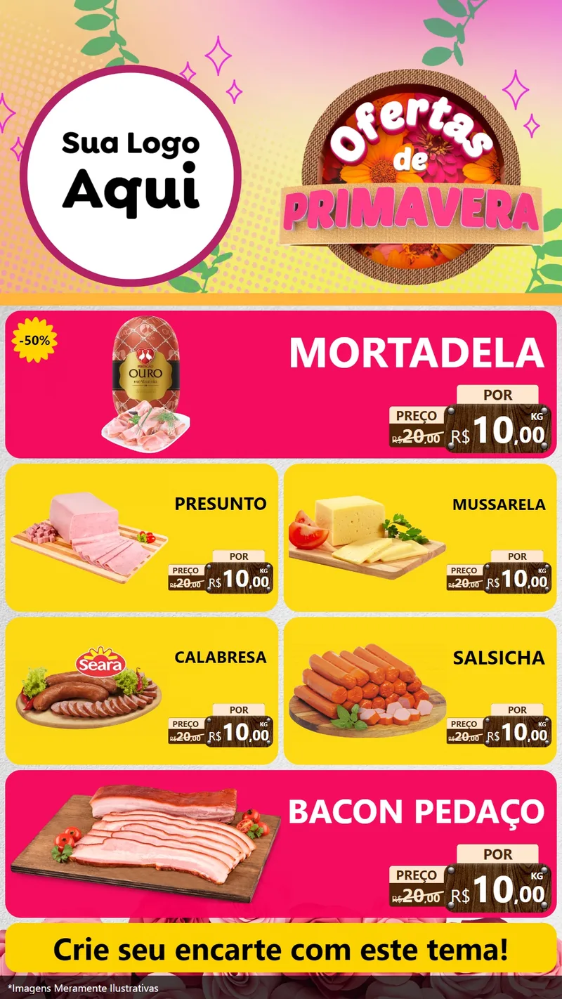 Modelo de TV para TV Vertical com o tema Ofertas de Primavera para Frios e Laticínios