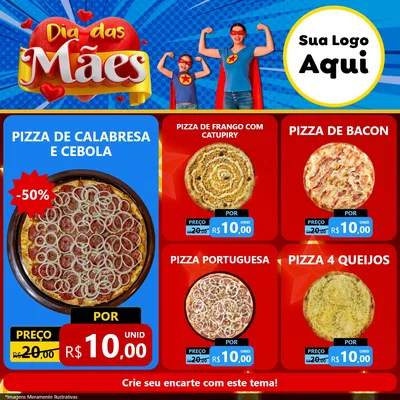 Modelo de Rede Social para Feed Facebook com o tema Dia das Mães para Pizzaria