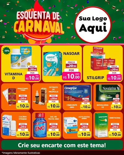 Modelo de Rede Social para Feed Instagram com o tema Esquenta de Carnaval para Farmácia