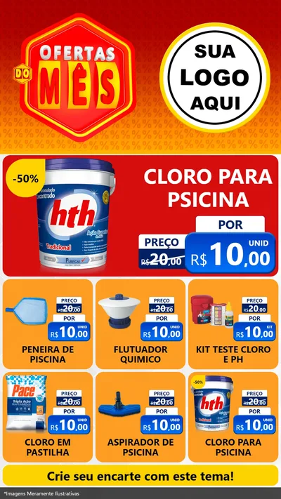 Modelo de Rede Social para Stories com o tema Ofertas do Mês para Produtos para Piscina