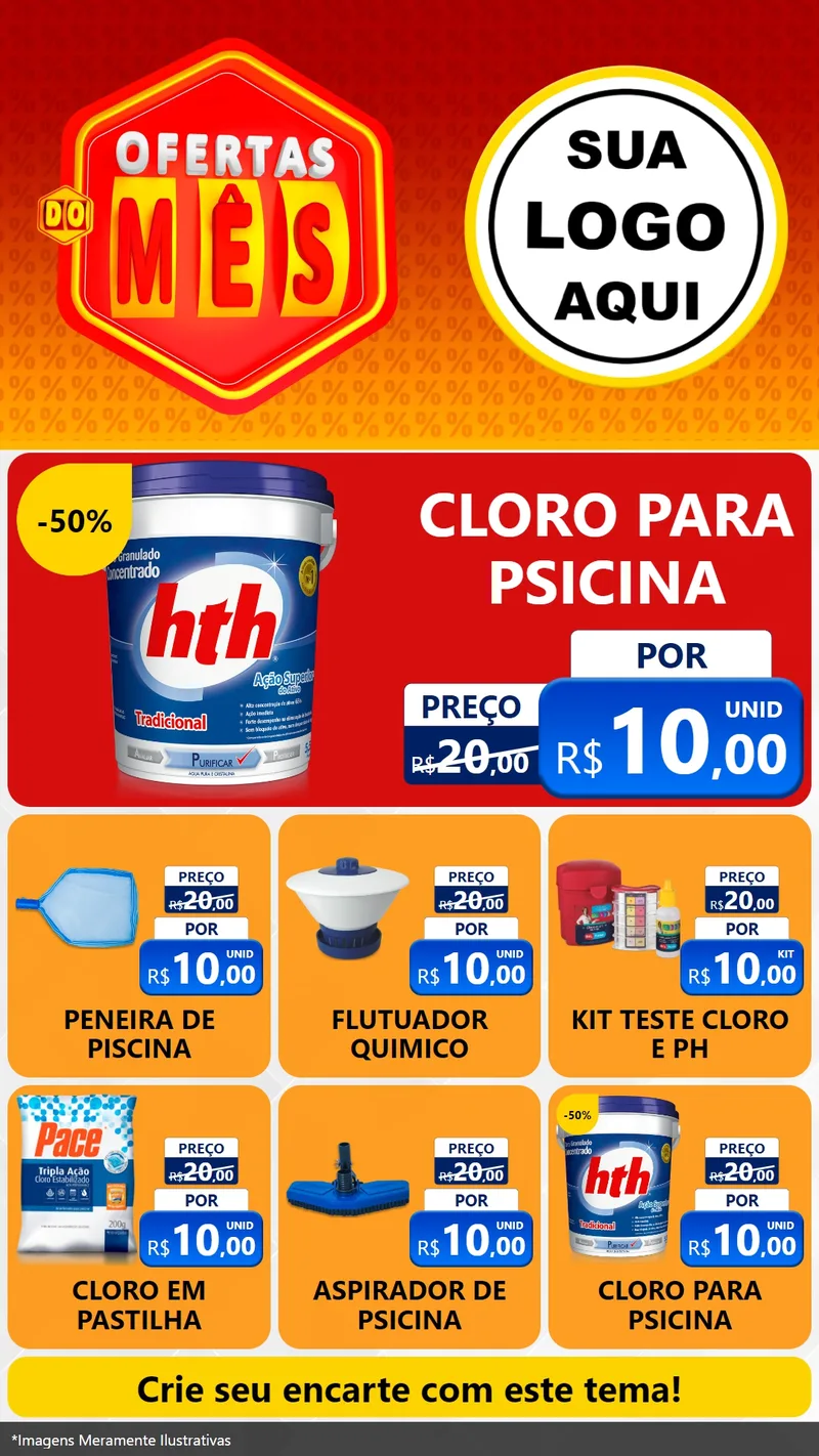 Modelo de Rede Social para Stories com o tema Ofertas do Mês para Produtos para Piscina