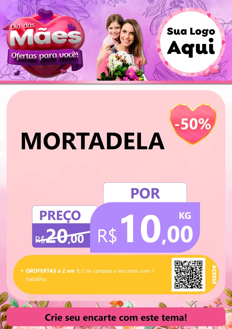 Modelo de Cartaz para Cartaz A4 Vertical com o tema Dia das Mães Ofertas para Você! para Frios e Laticínios