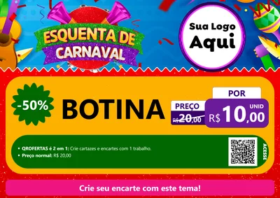 Modelo de Cartaz para Cartaz A4 Horizontal com o tema Esquenta de Carnaval para Agropecuária