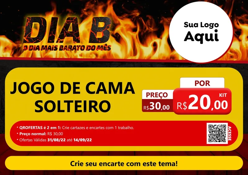 Modelo de Cartaz para Cartaz A4 Horizontal com o tema Dia B para Cama, Mesa e Banho
