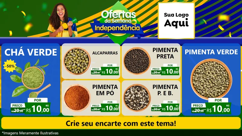 Modelo de TV para TV Horizontal com o tema Ofertas da Semana da Independência para Produtos Naturais