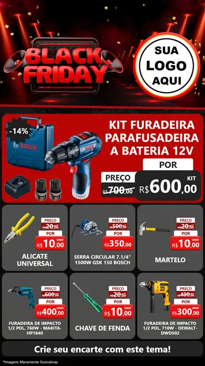 Modelo de Rede Social para Stories com o tema Black Friday para Maquinas e Ferramentas