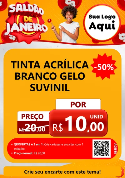 Modelo de Cartaz para Cartaz A4 Vertical com o tema Saldão de Janeiro para Tintas e Ferramentas