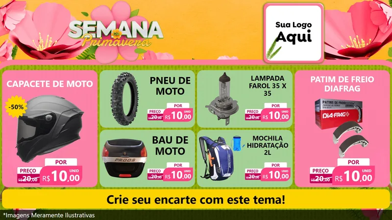 Modelo de TV para TV Horizontal com o tema Semana da Primavera para Moto peças
