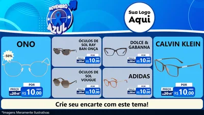 Modelo de TV para TV Horizontal com o tema Novembro Azul para Óticas