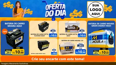 Modelo de TV para TV Horizontal com o tema Oferta do Dia para Baterias Elétricas