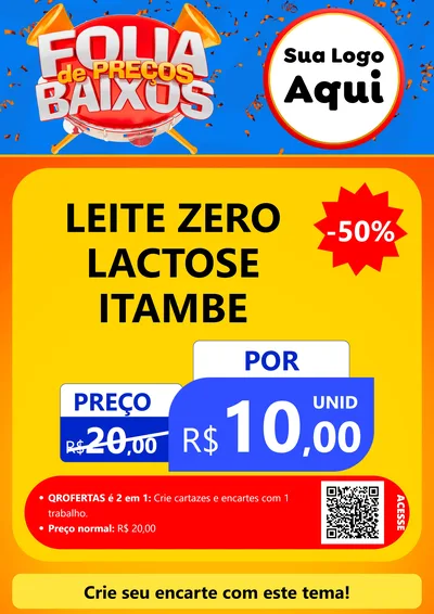 Modelo de Cartaz para Cartaz A4 Vertical com o tema Folia de Preços Baixos para Frios e Laticínios