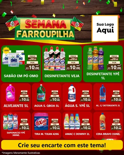 Modelo de Rede Social para Feed Instagram com o tema Semana Farroupilha para Produtos de Limpeza