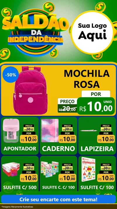 Modelo de Rede Social para Stories com o tema Saldão da Indepêndencia para Papelaria