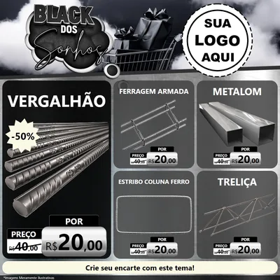 Modelo de Rede Social para Feed Facebook com o tema Black dos Sonhos para Ferragens