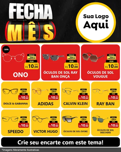 Modelo de Rede Social para Feed Instagram com o tema Fecha Mês para Óticas