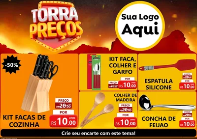Modelo de Encarte para Encarte A4 Horizontal com o tema Torra Preços para Utilidades Domésticas
