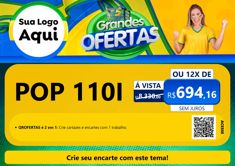 Modelo de Cartaz para Cartaz A4 Horizontal com o tema Grandes Ofertas para Concessionaria de Motos