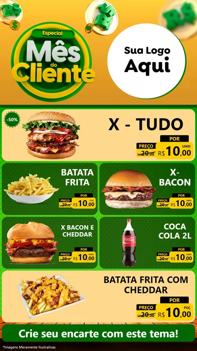 Modelo de TV para TV Vertical com o tema Especial Mês do Cliente para Hamburgueria