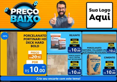 Modelo de Encarte para Encarte A4 Horizontal com o tema Preço Baixo para Pisos e revestimentos