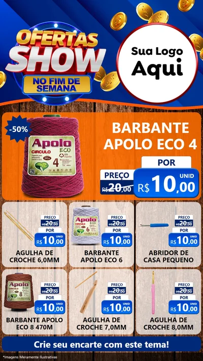 Modelo de Rede Social para Stories com o tema Ofertas Show No Fim De Semana para Armarinho e Aviamentos