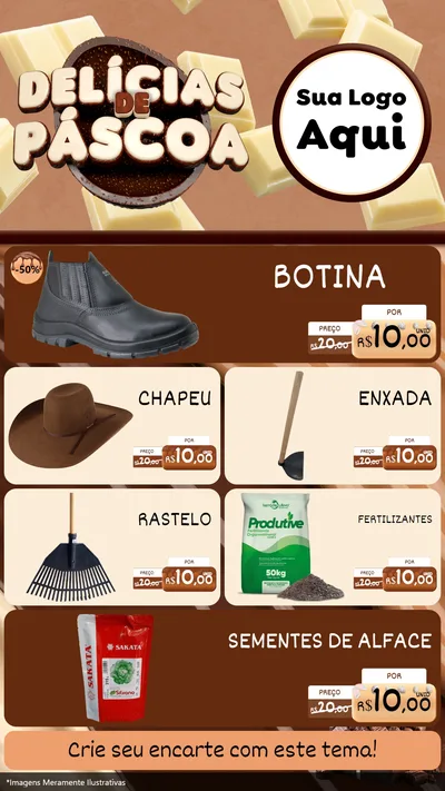 Modelo de TV para TV Vertical com o tema Delícias de Páscoa para Agropecuária
