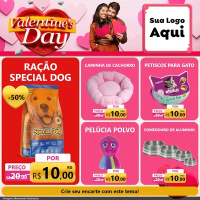 Modelo de Rede Social para Feed Facebook com o tema Valentine's Day para Pet Shop