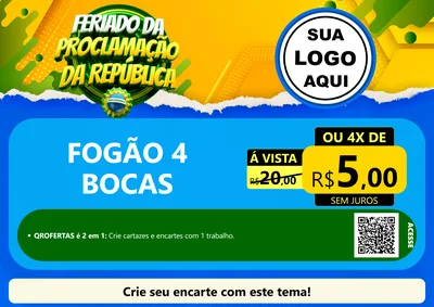 Modelo de Cartaz para Cartaz A4 Horizontal com o tema Feriado da Proclamação da República para Móveis e Eletro