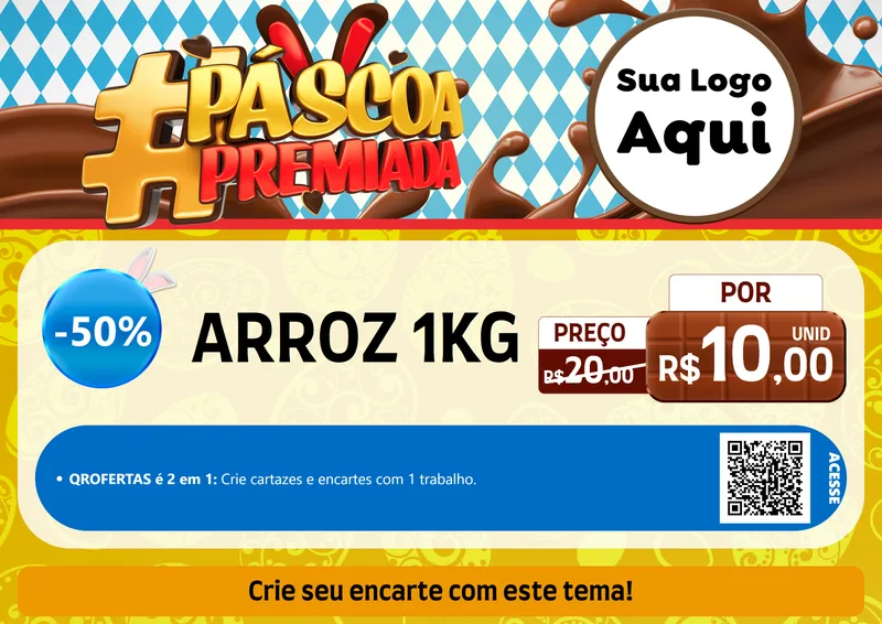 Modelo de Cartaz para Cartaz A4 Horizontal com o tema Páscoa Premiada para Supermercado