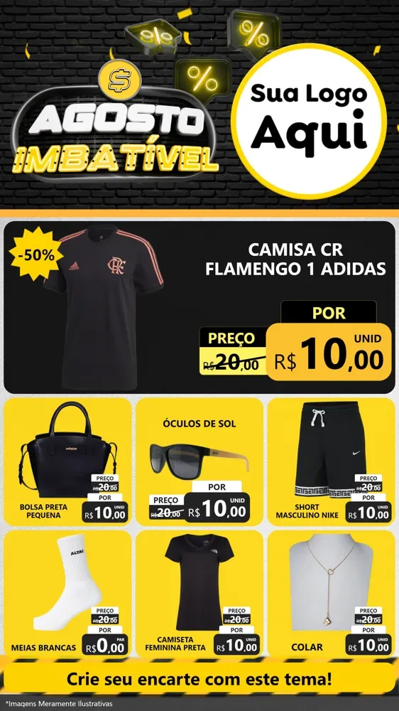 Modelo de Rede Social para Stories com o tema Agosto Imbatível para Roupas e acessórios