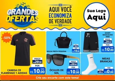 Modelo de Encarte para Encarte A4 Horizontal com o tema Grandes Ofertas para Roupas e acessórios