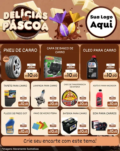 Modelo de Rede Social para Feed Instagram com o tema Delícias de Páscoa para Auto peças