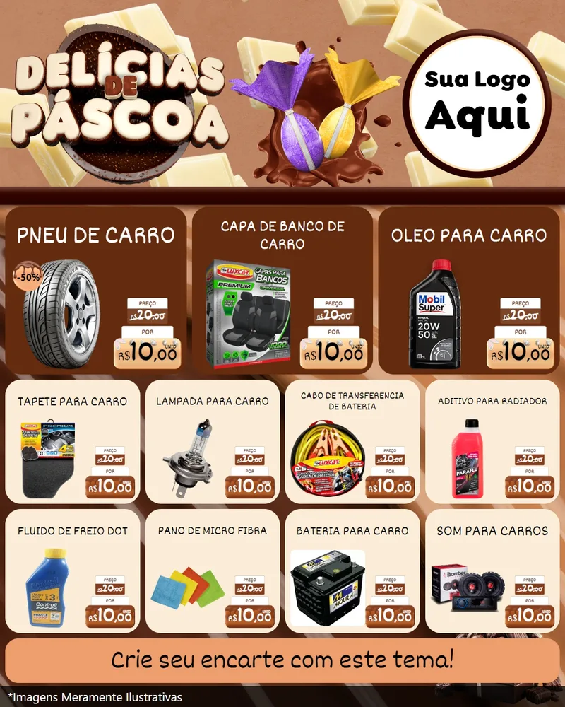 Modelo de Rede Social para Feed Instagram com o tema Delícias de Páscoa para Auto peças