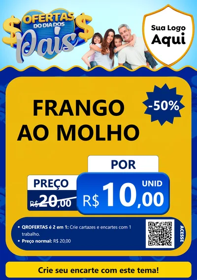 Modelo de Cartaz para Cartaz A4 Vertical com o tema Ofertas do Dia dos Pais para Restaurante