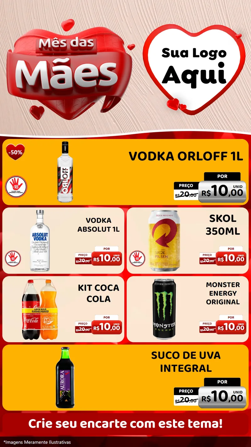 Modelo de TV para TV Vertical com o tema Mês das Mães para Distribuidora de bebidas
