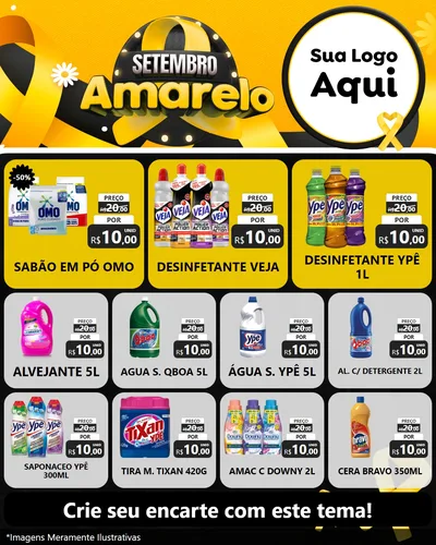 Modelo de Rede Social para Feed Instagram com o tema Setembro Amarelo para Produtos de Limpeza