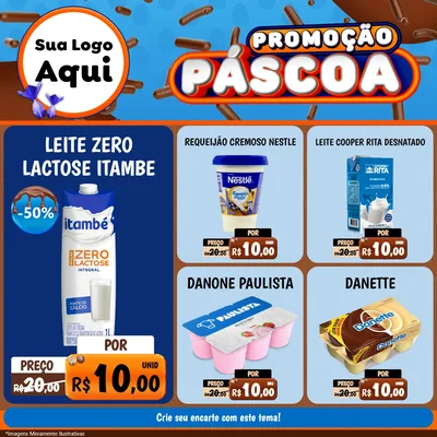 Modelo de Rede Social para Feed Facebook com o tema Promoção Páscoa para Frios e Laticínios