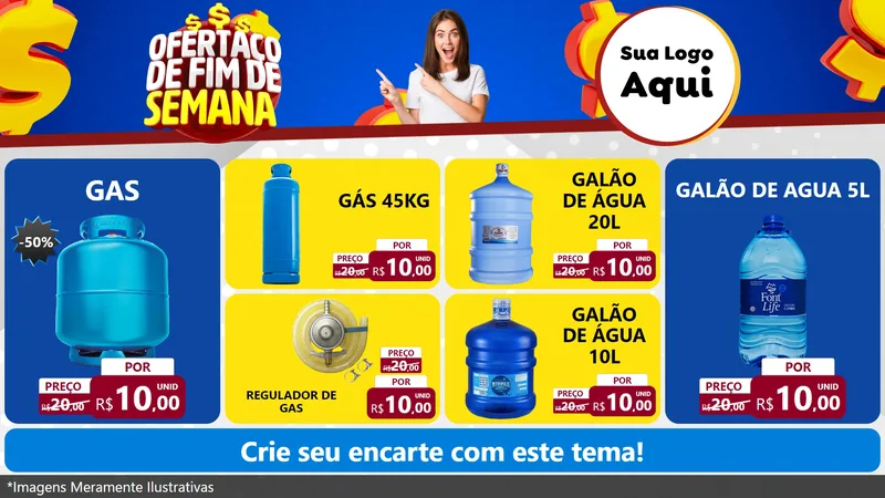 Modelo de TV para TV Horizontal com o tema Ofertaço de Fim de Semana para Água e gás