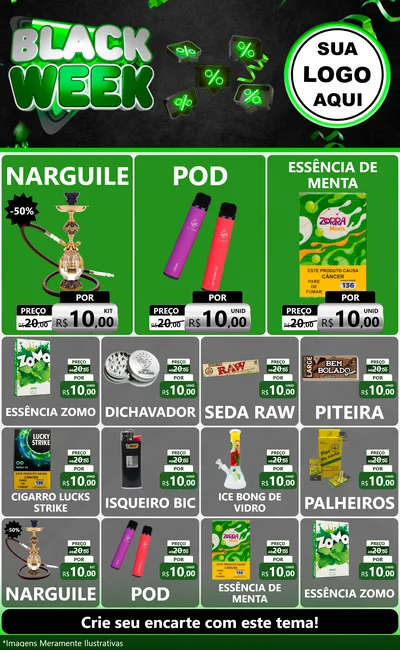 Modelo de Encarte para Encarte Grande com o tema Black Week para Tabacaria