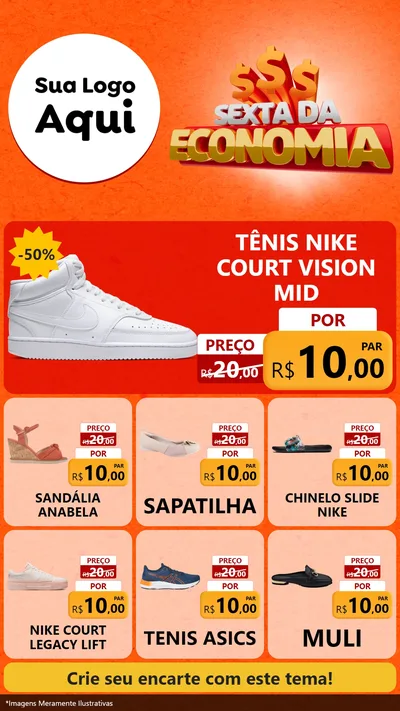 Modelo de Rede Social para Stories com o tema Sexta da Economia para Calçados