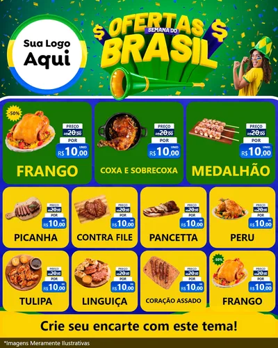 Modelo de Rede Social para Feed Instagram com o tema Ofertas Semana do Brasil para Assados