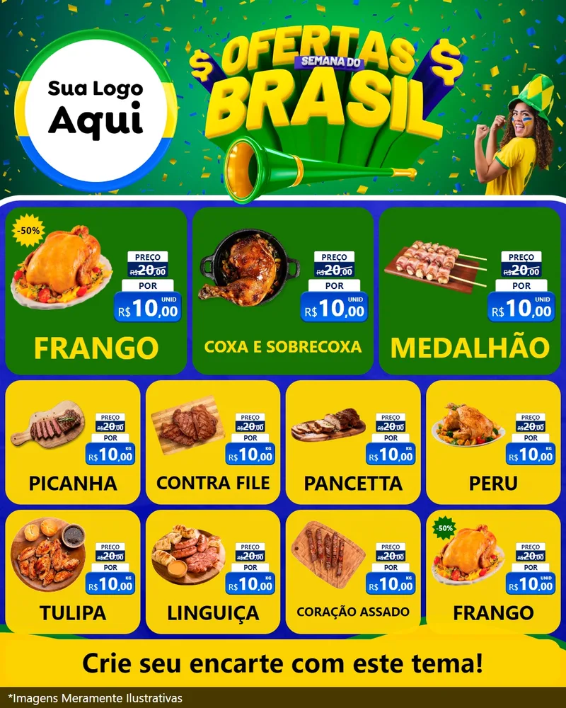 Modelo de Rede Social para Feed Instagram com o tema Ofertas Semana do Brasil para Assados