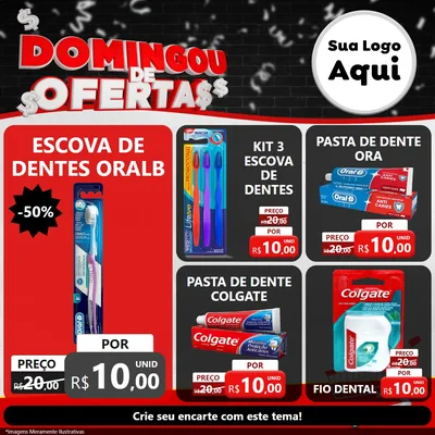 Modelo de Rede Social para Feed Facebook com o tema Domingou de Ofertas para Higiene Pessoal