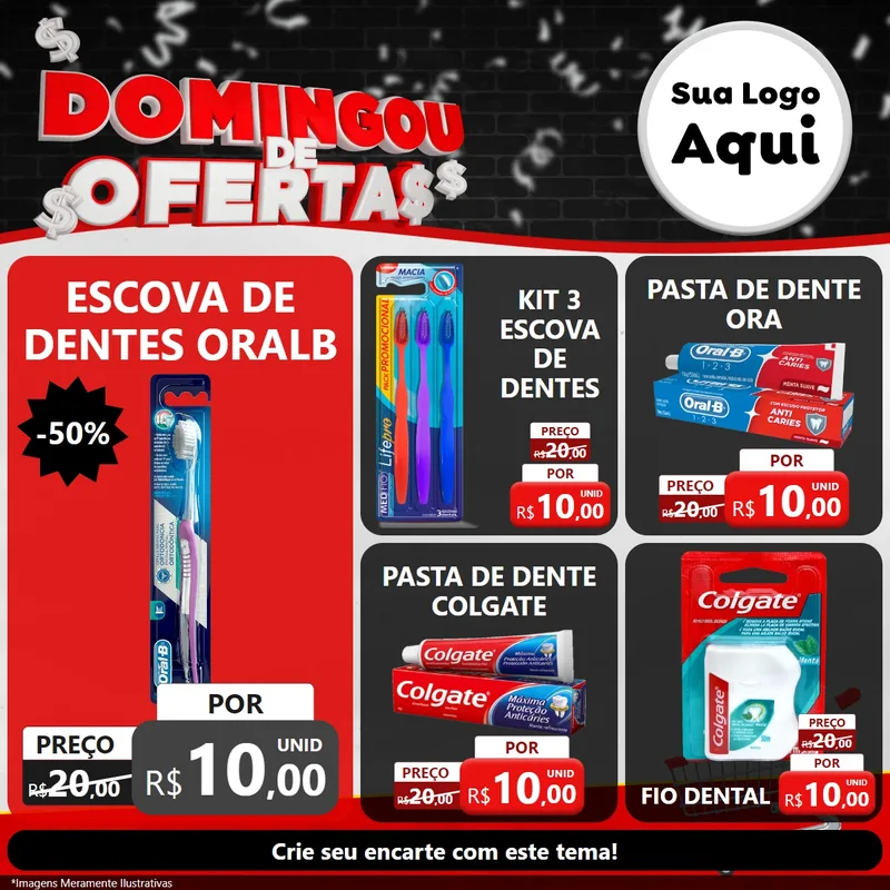 Modelo de Rede Social para Feed Facebook com o tema Domingou de Ofertas para Higiene Pessoal