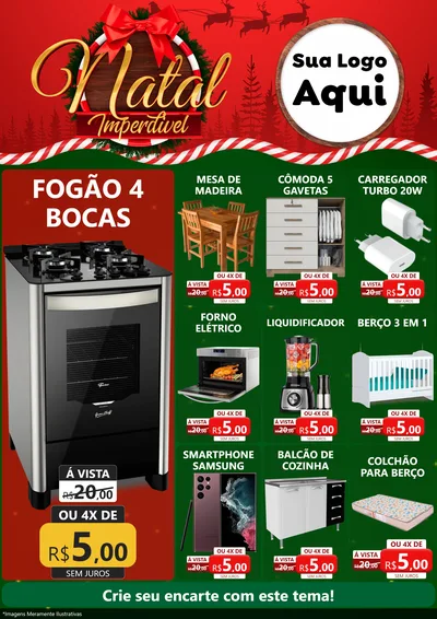 Modelo de Encarte para Encarte A4 Vertical com o tema Natal Imperdível para Móveis e Eletro