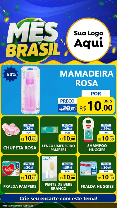 Modelo de Rede Social para Stories com o tema Mês do Brasil para Bebês
