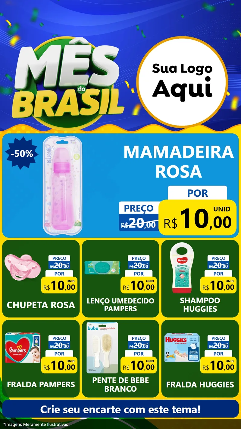 Modelo de Rede Social para Stories com o tema Mês do Brasil para Bebês