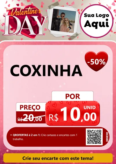Modelo de Cartaz para Cartaz A4 Vertical com o tema Valentine's Day para Salgadaria