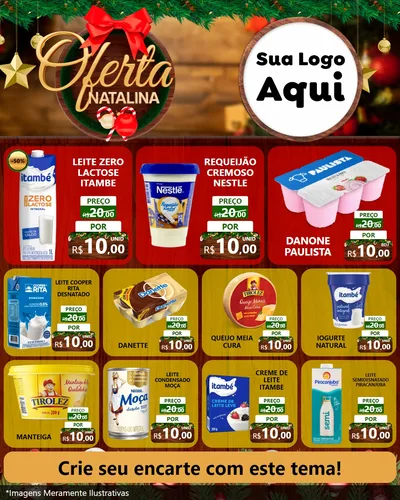Modelo de Rede Social para Feed Instagram com o tema Ofertas Natalina para Frios e Laticínios