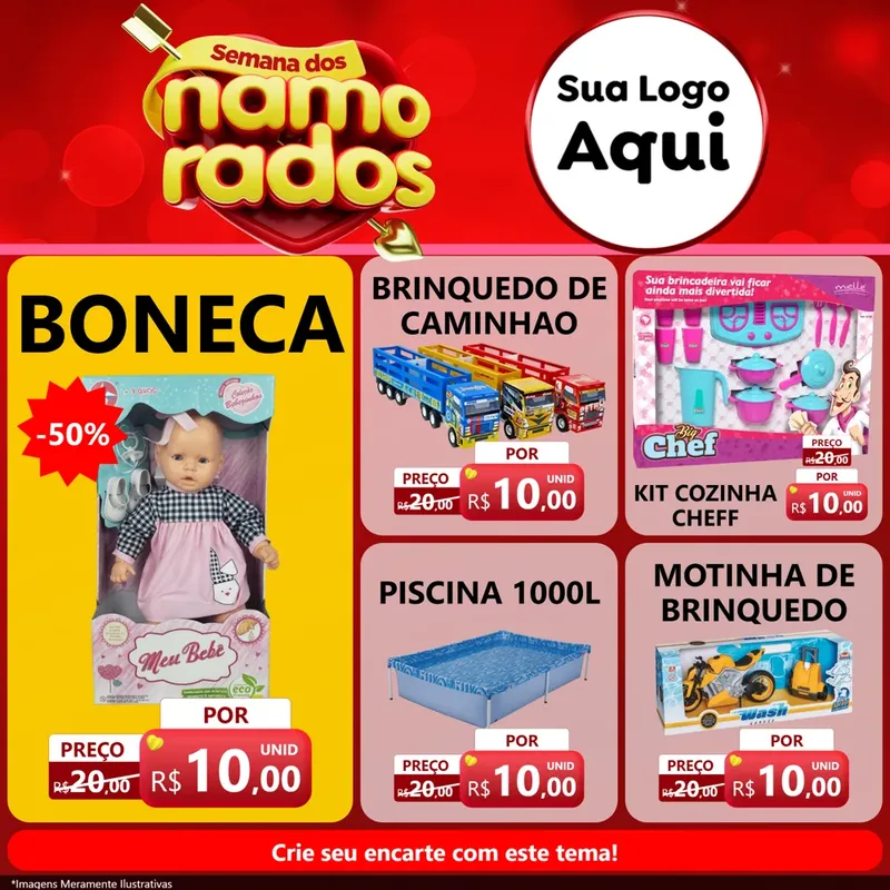 Modelo de Rede Social para Feed Facebook com o tema Semana dos namorados para Brinquedos